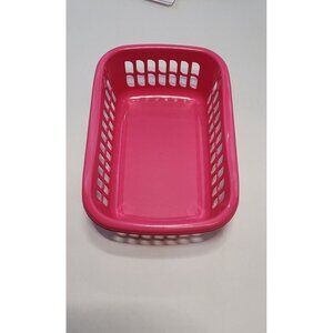 Tontarelli Plastic Rectangular Storage Basket Tray Organizer Hot Pink